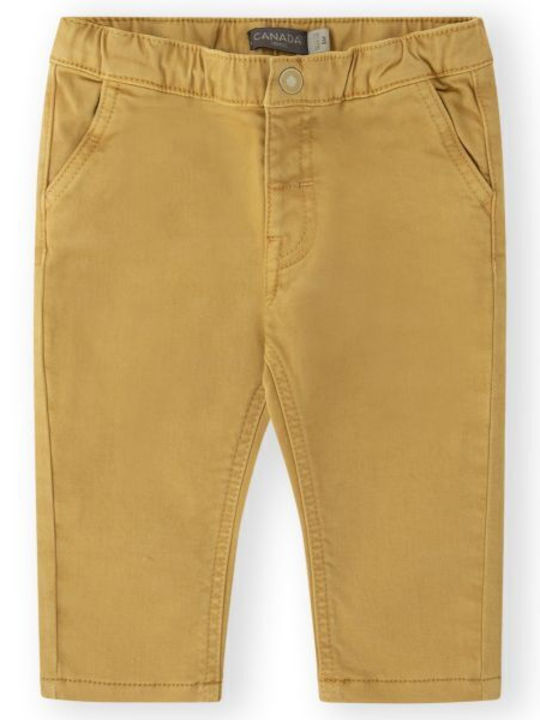 Kids' Chino Fabric Pants yellow-mustard