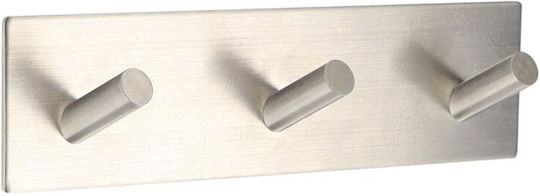 Triple Wall-Mounted Bathroom Hook ​18x2.5cm Inox Silver