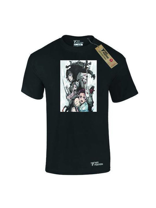 Takeposition Animedemon Slayer Poster T-shirt με Στάμπα Μαύρο