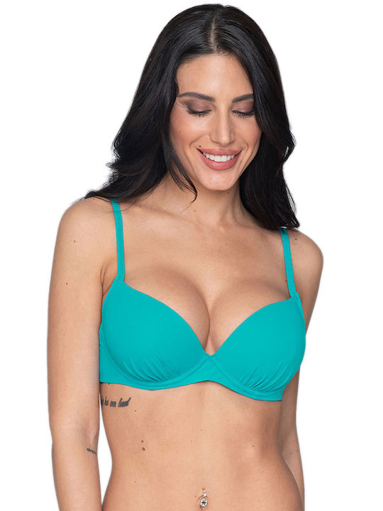 Luna Padded Underwire Bikini Bra Sense Blue