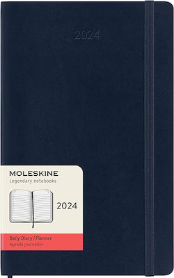 Moleskine Soft Large Ημερήσια Ατζέντα Μπλε 2024 13x21cm Sapphire Blue