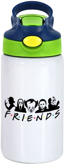 Koupakoupa Halloween Friends Kids Water Bottle Halloween Stainless Steel with Straw Green 350ml
