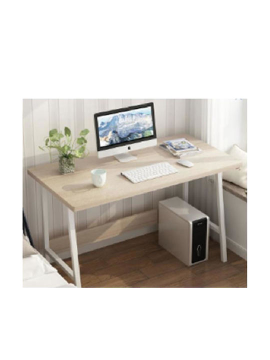 Desk Wooden White / Walnut with Metal Legs 120x40x72cm