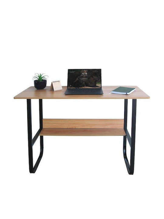 Desk Wooden Black with Metal Legs 100x45x72cm