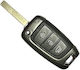 Hyundai Foldable Car Key Shell with Blade with 3 Buttons for Hyundai