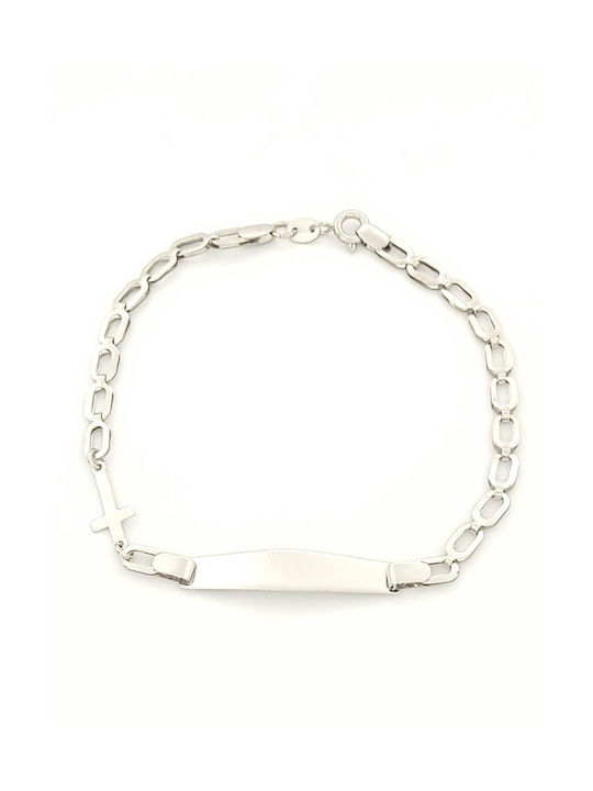 Pavlides Kids Bracelet from White Gold 14K with Σταυρό