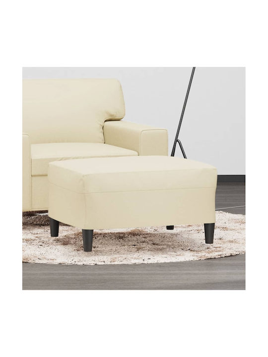 Footstool Upholstered in Beige Artificial Leath...