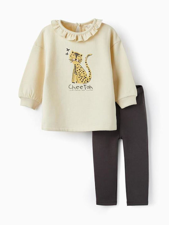 Set pentru copii cu colanți Iarnă 2buc Beige