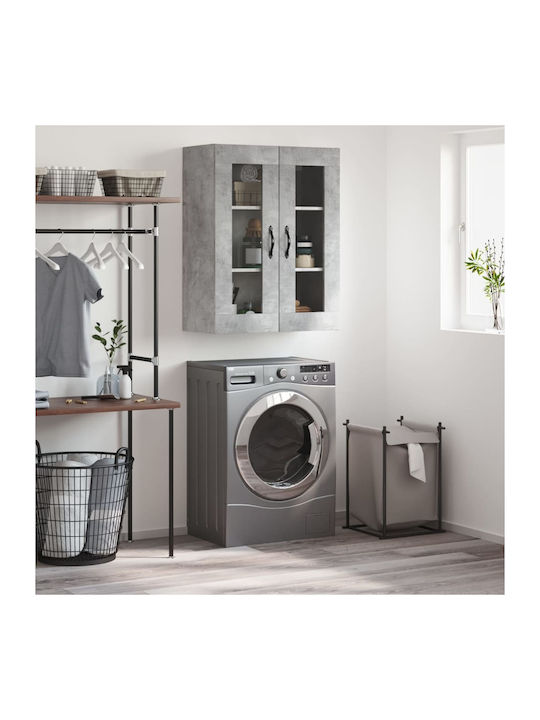 Wand Wohnzimmer Vitrine aus Spanplatte mit Glas Grey 69.5x34x90cm