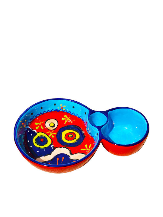 Ceramic Dessert Divided Serving Plate with 3 Slots Blue