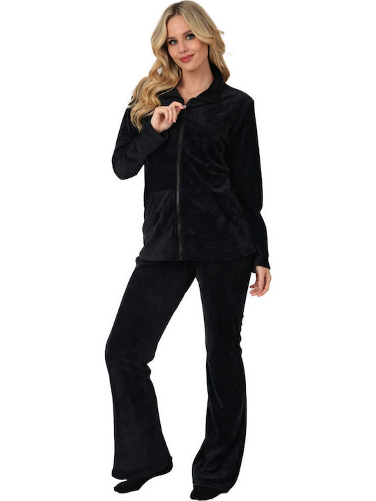 Lydia Creations Winter Women's Pyjama Set Velvet Black