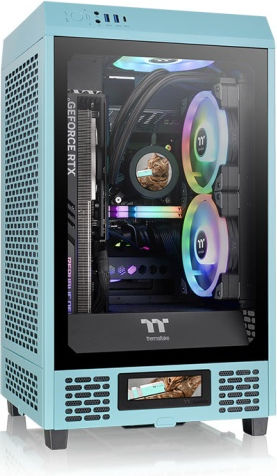 Thermaltake The Tower 200 Gaming Mini Tower Computer Case with Side Window and RGB Lighting Turquoise