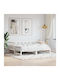 Καναπές Κρεβάτι Μονό από Μασίφ Ξύλο Λευκός με Τάβλες για Στρώμα 80x200cm