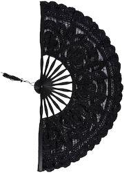 Silk Fashion Handgemachte Schwarze Βεντάλια 22cm