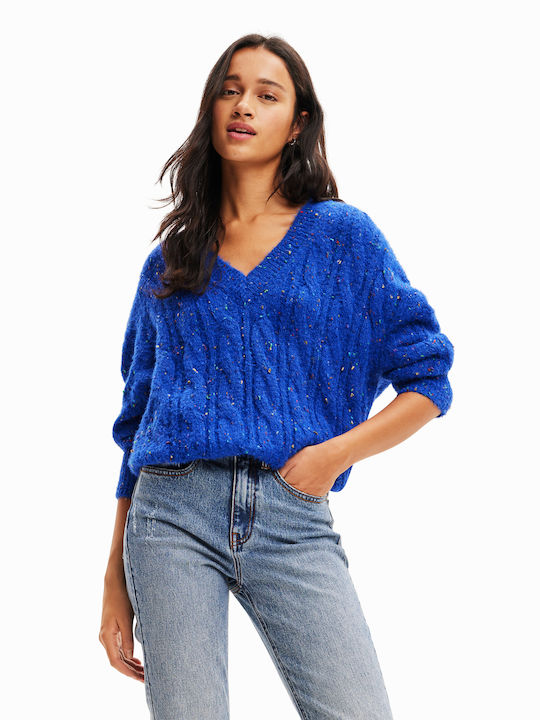 Desigual Women's Long Sleeve Sweater Blue