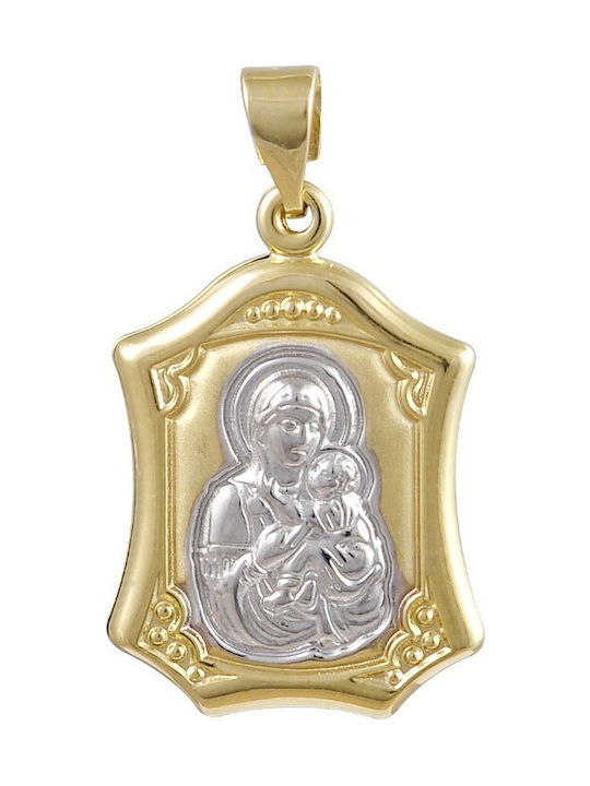 PALAIOLOGOS Pendant Kids Talisman Double Sided with Virgin Mary from Gold 9K ΦΥ000005