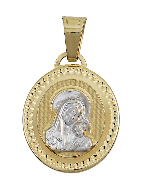 Koumian Anhänger Kinder Amulett mit der Jungfrau Maria aus Gold 14K