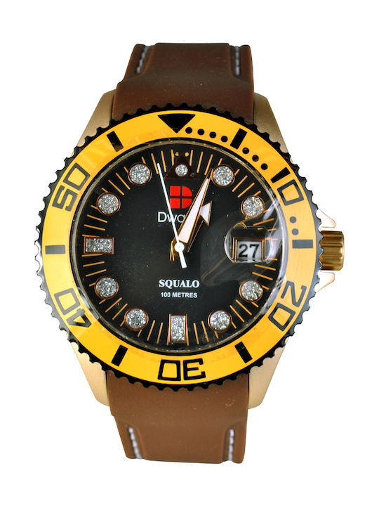 Dwatch Herrenuhr Batterie mit Braun Kautschukarmband