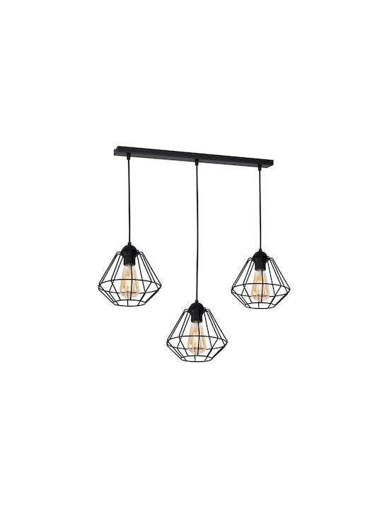 Milagro Pendant Light Three-Light with Rope for Socket E27 Black