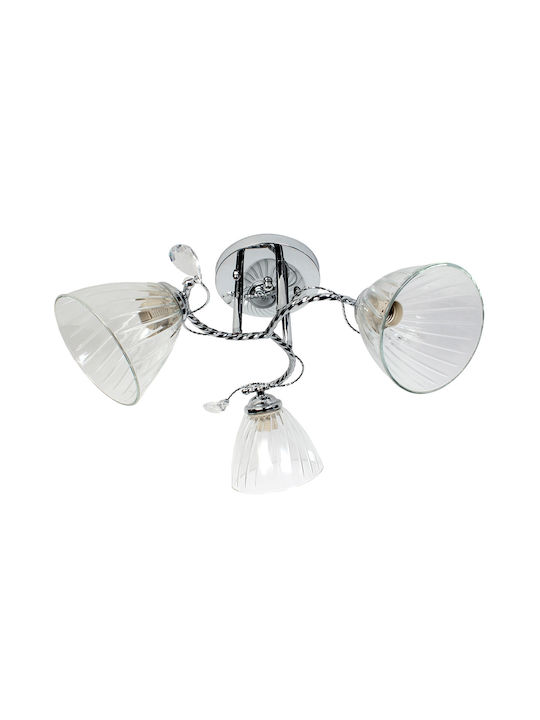 Globobox Glass Ceiling Mount Light with Socket E27 in Silver color 52pcs