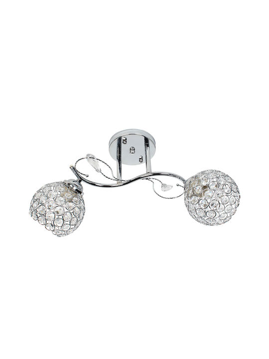 Globobox Ceiling Mount Light with Socket E27 with Crystals in Silver color 53pcs