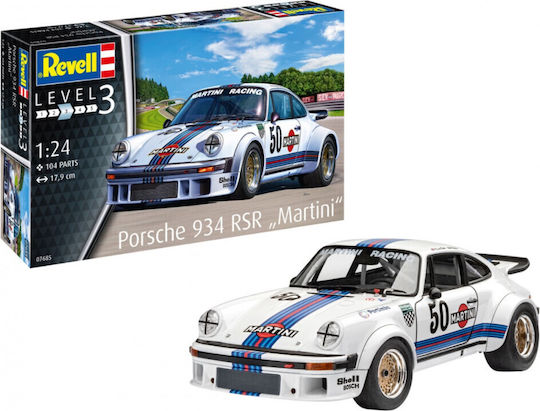 Revell Porsche 934 RSR "Martini" Figurină de Modelism Mașină 104 Piese la Scară 1:24 17.9x8.4x5.7cm.