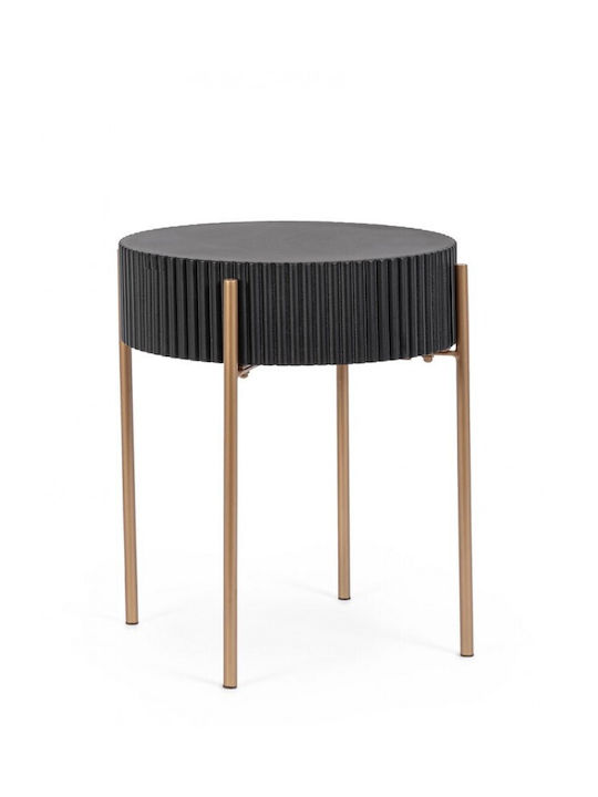 Darcy Round Wooden Side Table Χρυσό/Μαύρο L40.5xW40.5xH47cm