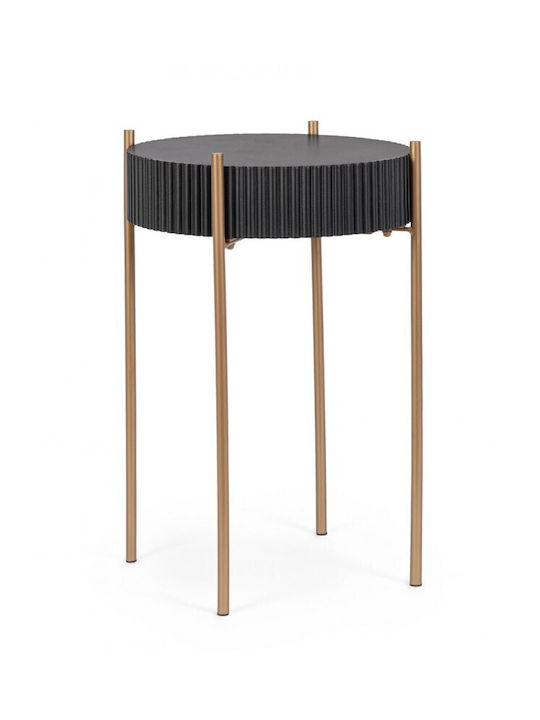 Darcy Round Wooden Side Table Χρυσό/Μαύρο L40.5xW40.5xH64.5cm