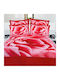 Palatex Duvet Cover Set Cotton Satin Queen with 2 Pillowcases 220x240 Red
