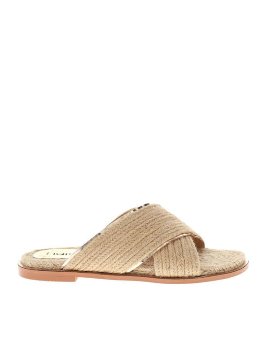 Haralas Leather Women's Flat Sandals in Beige C...