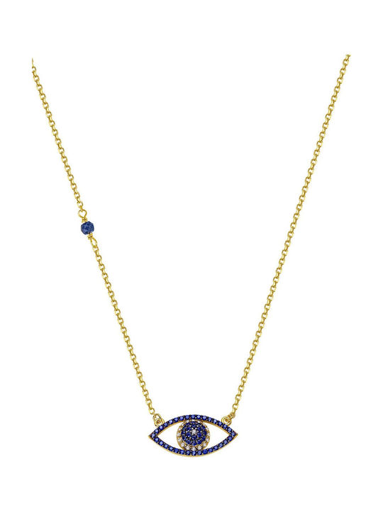 Mertzios.gr Necklace Eye Gold Plated with Zircon