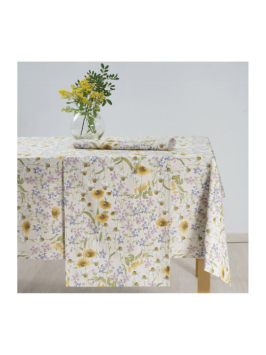 Dimeco Garden Cotton & Polyester Tablecloth Beige 140x220cm