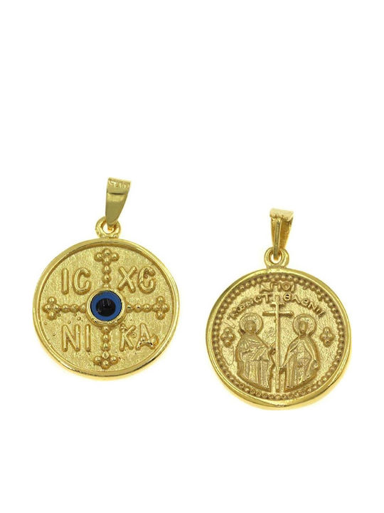 Goldjewels Charm Talisman Constantin Ochi Protector Din Argint Plăcut Cu Aur