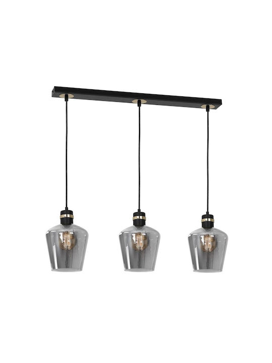 Milagro Richmond Pendant Light Three-Light Rail for Socket E27 Black