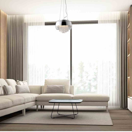 Eko Light Luna Ρυθμιζόμενο Κρεμαστό Φωτιστικό Ασημί με Ντουί E14