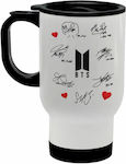 Koupakoupa Bts Signatures Glass Thermos Stainless Steel White 450ml with Handle