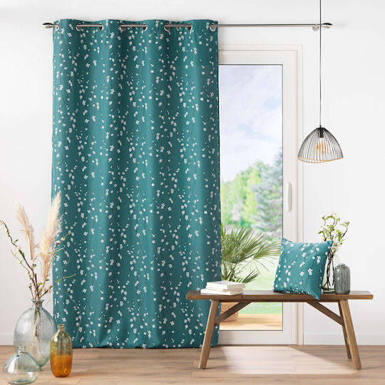 Douceur d'Intérieur L-c Sakura Mit Grommets Petrol Blau 140x260cm