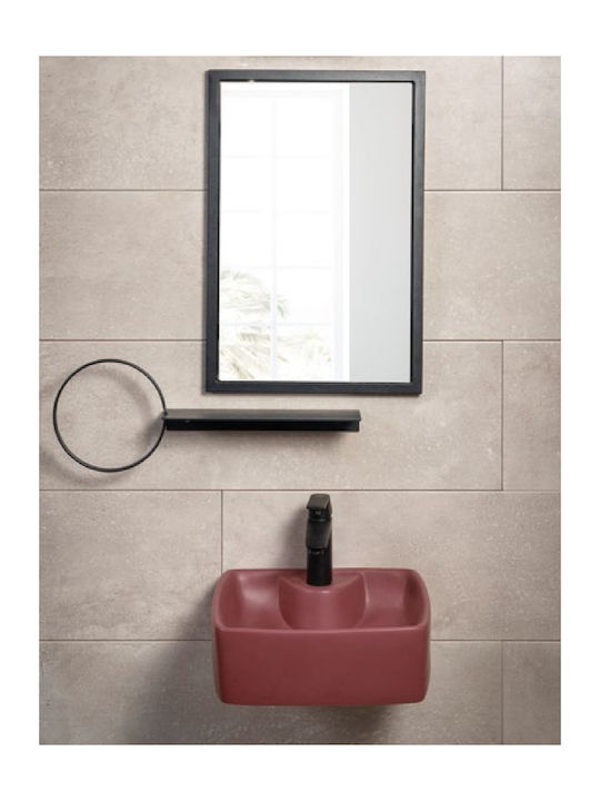 Adamidis An der Wand montiert Wandhängendes Waschbecken Porzellan 38x38cm Bordeaux