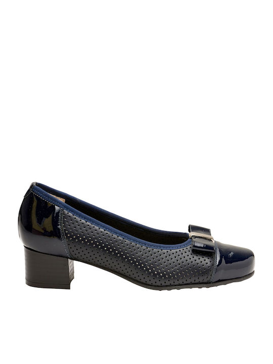 Leather Blue Low Heels