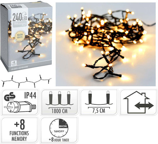 240 Λαμπάκια LED 18μ. Θερμό Λευκό σε Σειρά