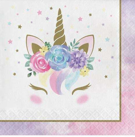 Große Unicorn Baby Shower Servietten Bunte