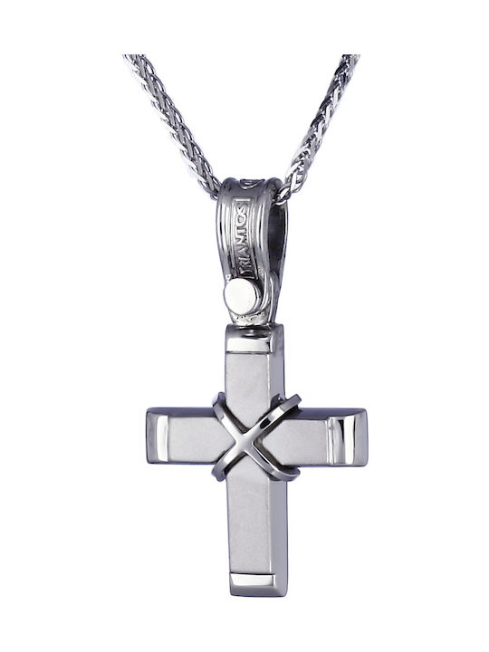 Triantos Men's White Gold Cross 14K