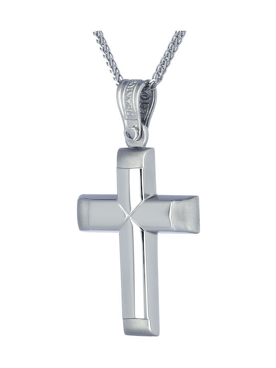 Triantos Men's White Gold Cross 14K