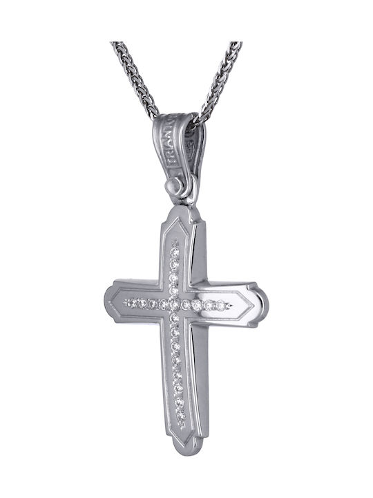 Triantos Damen Weißgold Kreuz 14K