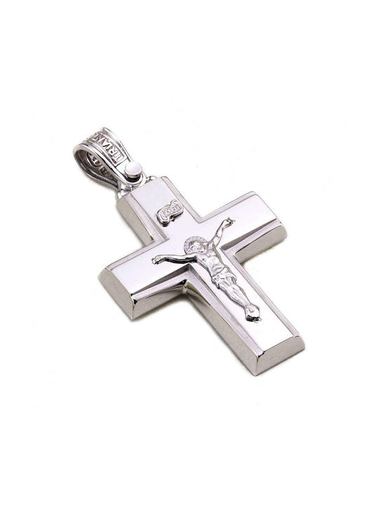 Triantos Men's White Gold Cross 14K with the Crucified