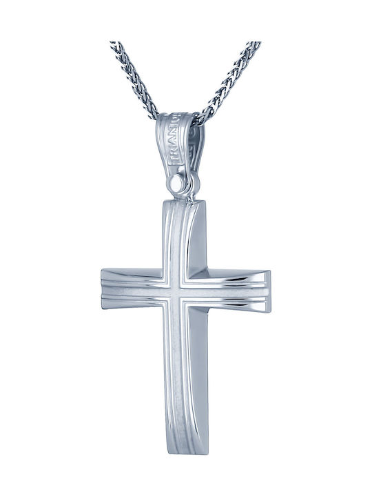 Triantos Men's White Gold Cross 14K