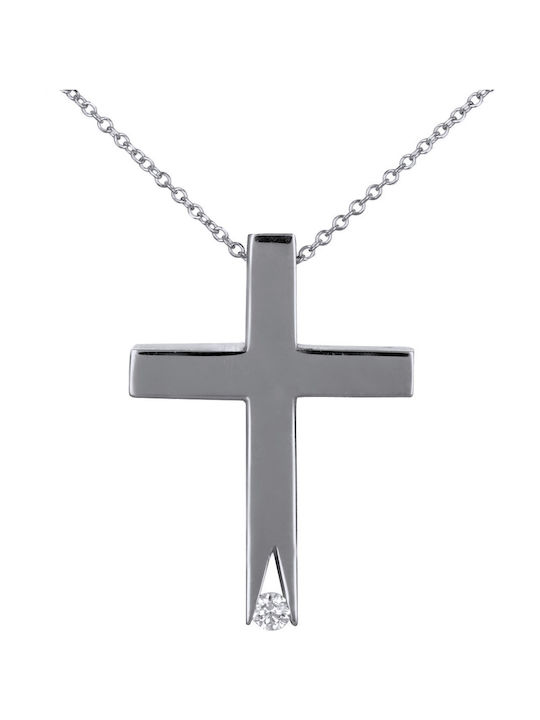 Triantos Women's White Gold Cross 14K with Chain