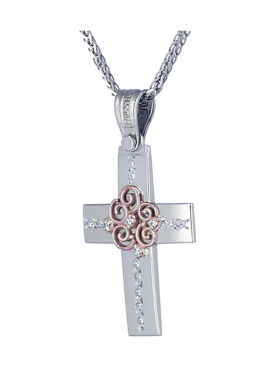 Triantos Damen Weißgold Kreuz 14K