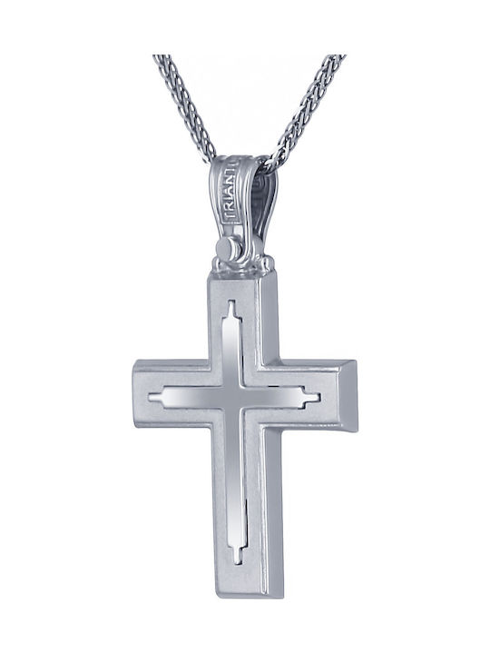 Triantos Men's White Gold Cross 14K