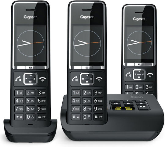 Gigaset Comfort 550A Ασύρματο Τηλέφωνο Trio με Ελληνικό Μενού Μαύρο